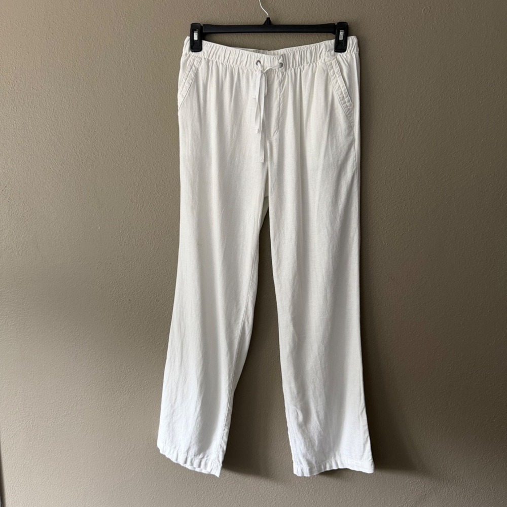 Bandolino Frida Linen Blend Wide Leg Drawstring Beach White Womens Size 6